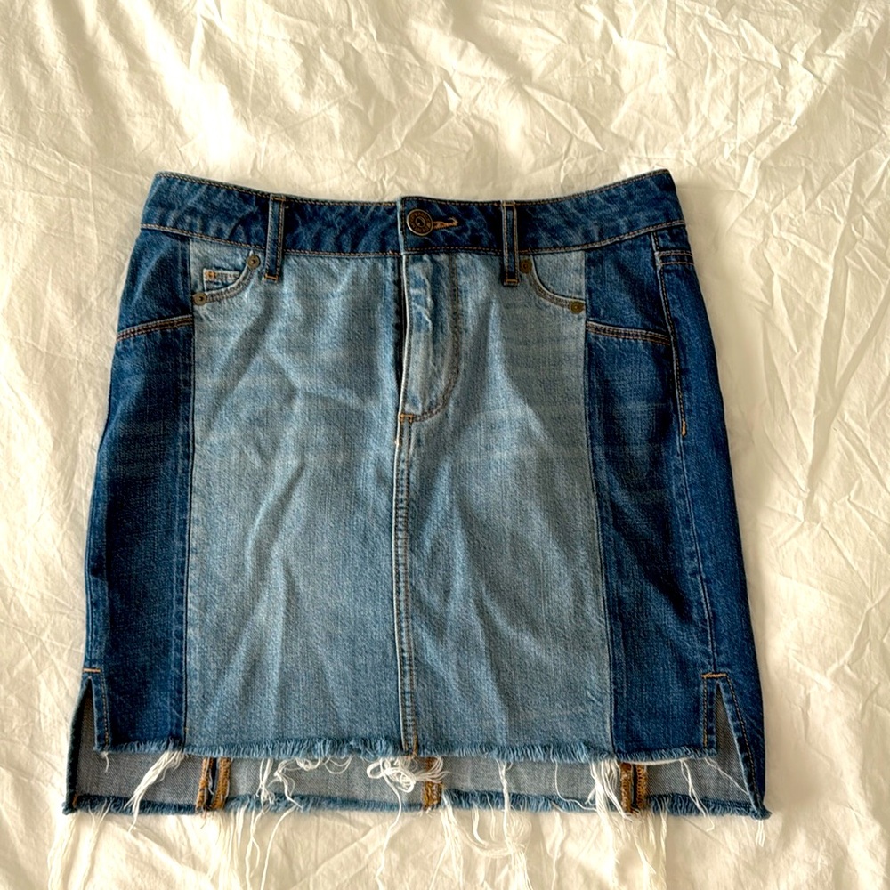 Paige Jean Skirt Denim Patchwork Vintage size 26